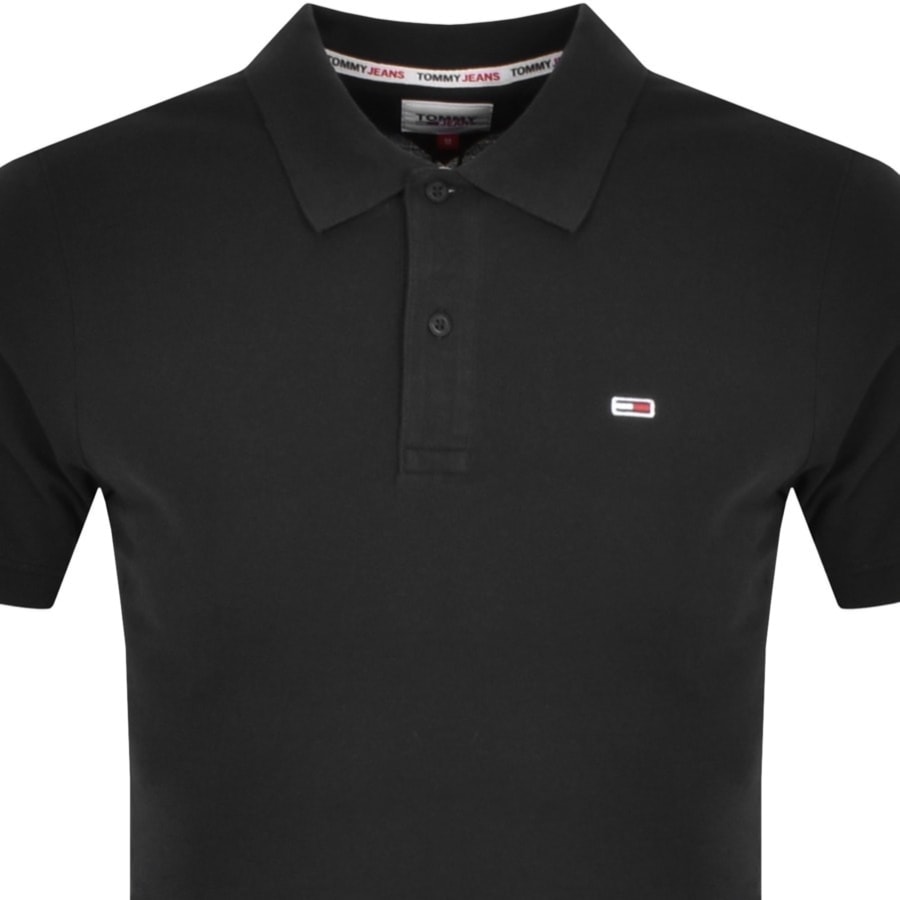 Tommy Jeans Slim Fit Placket Polo T Shirt Black